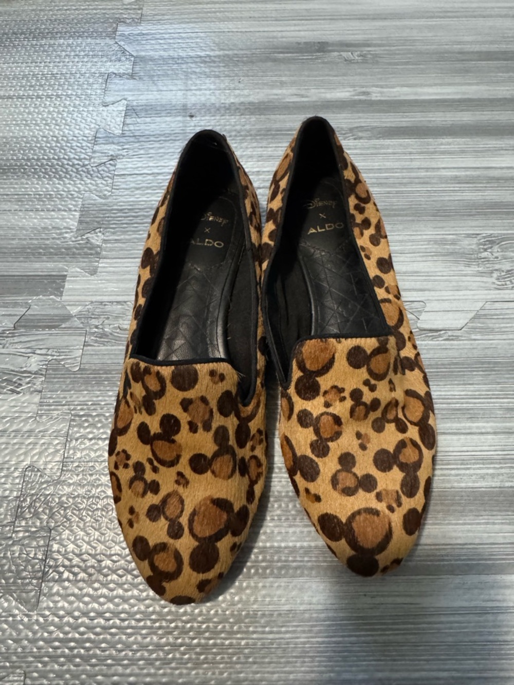 ALDO Disney Women's Leopard Print Slip-On Loafers - Brown